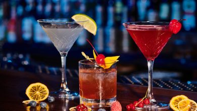 Festive cocktails served on a table to enjoy holidays