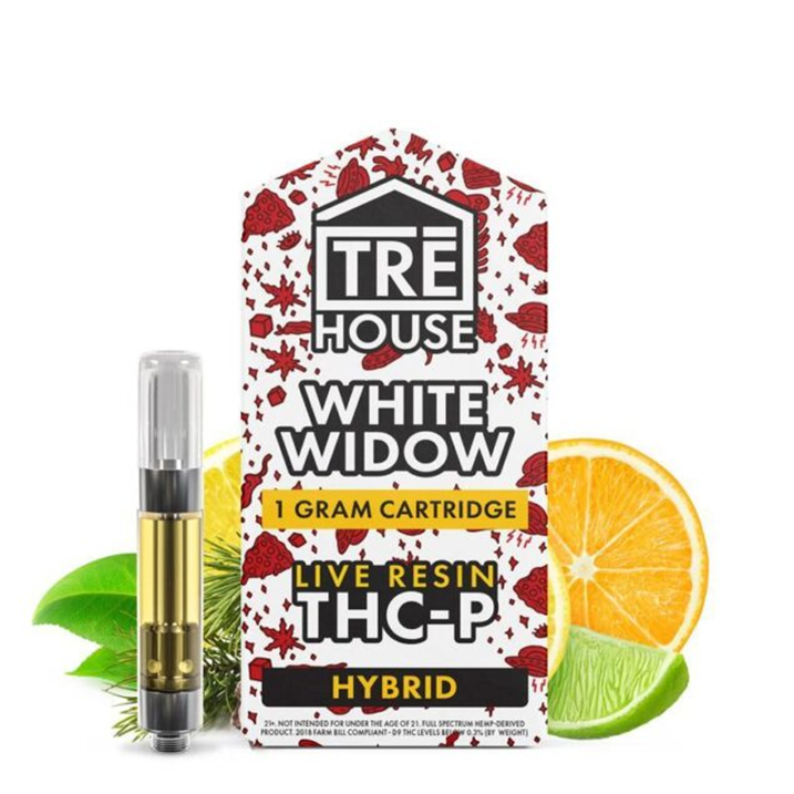 Tre House THC-P cart with a sleek design and bold branding.