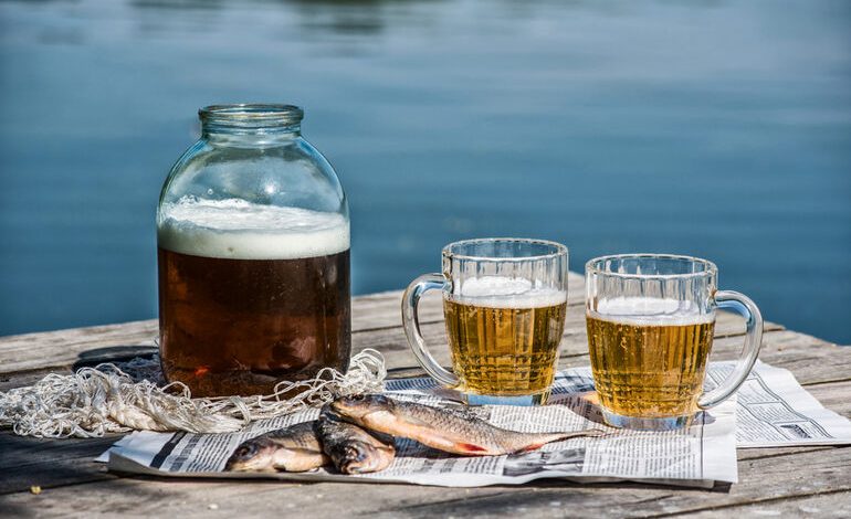 Enjoying a beer during a day of fishing adventure