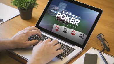 Man playing poker on a laptop