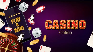Online Casino game icons with cards, slots, chips, and cash for big win replays