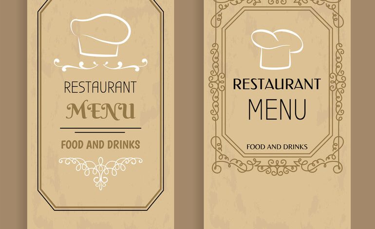 Two designs of restaurant menu covers