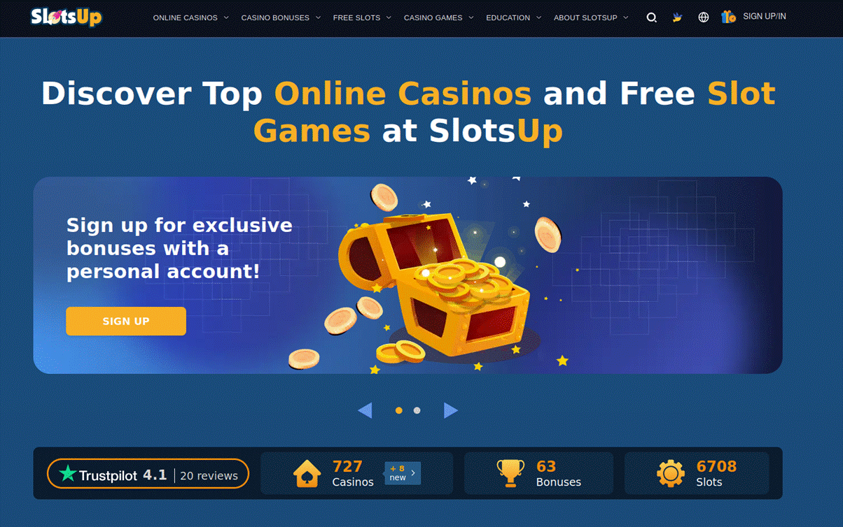 SlotsUp casino homepage