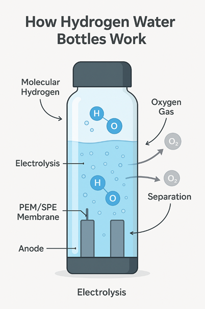 Hydrogen water bottles work mechanism