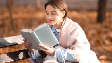 A woman is reading a book on her ‘me-time’