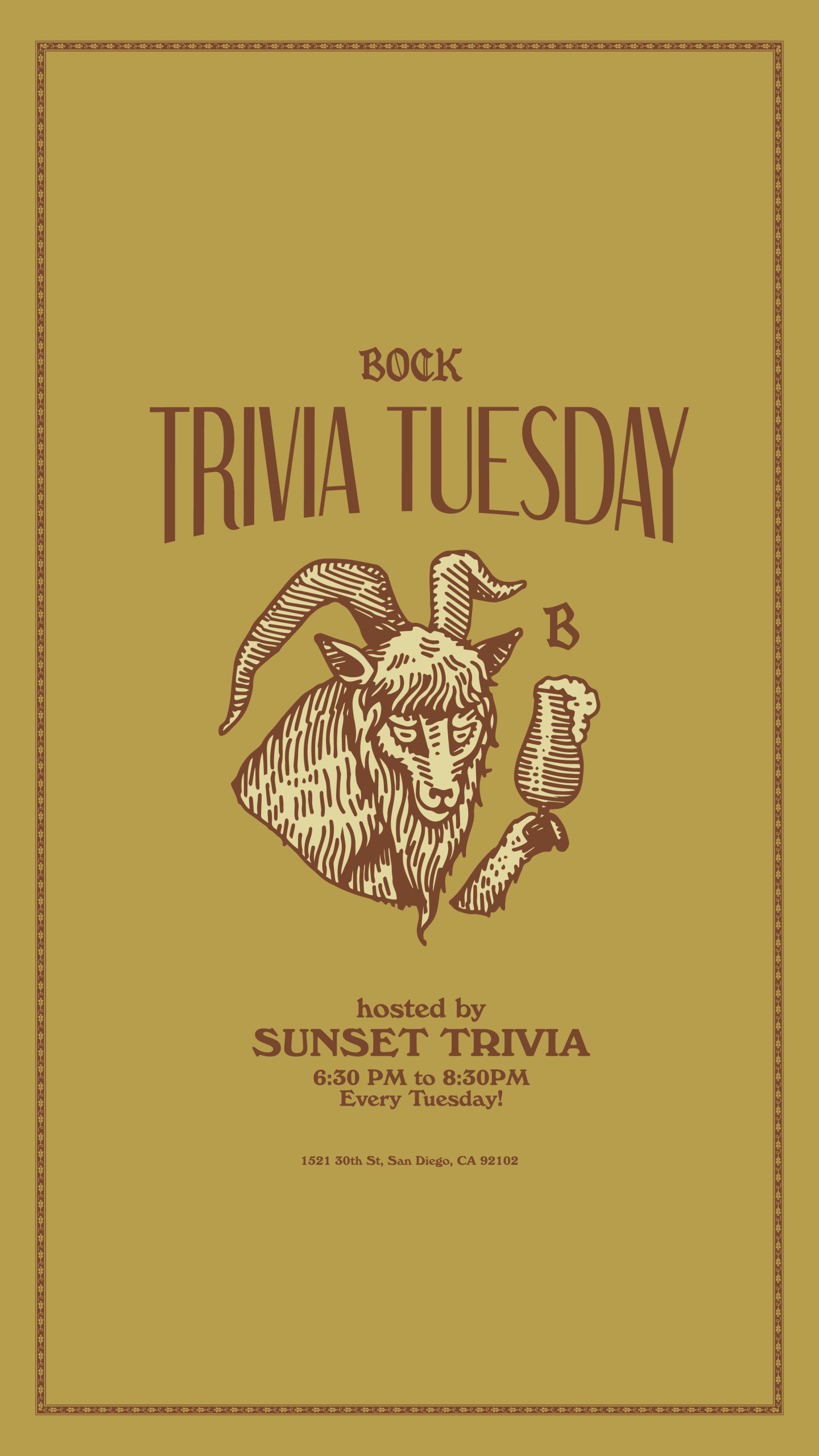 Bock Trivia Tuesday Ad