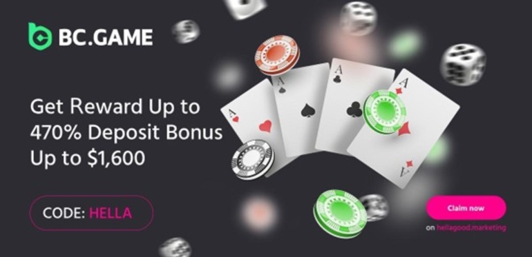 BC. Game promo code HELLA offering 400 free spins and up to 470% deposit bonus up to $1600