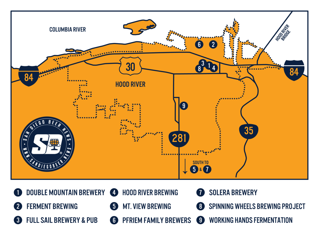 Hood River, Oregon Brewery Map