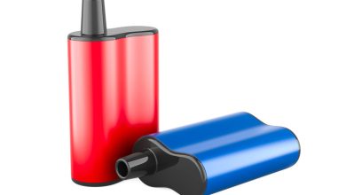 Set of two modern disposable vape devices on a white background.