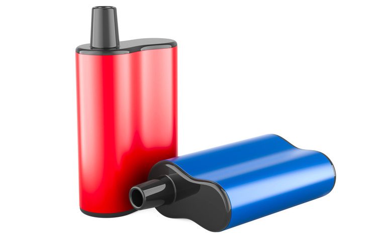 Set of two modern disposable vape devices on a white background.