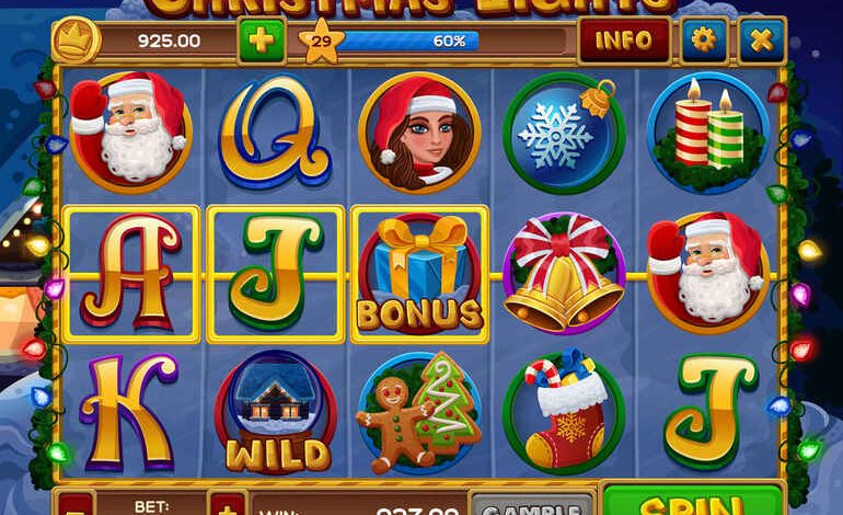 Christmas-themed online slot game interface featured in a list of the best Christmas slot games for beer lovers at online casinos.