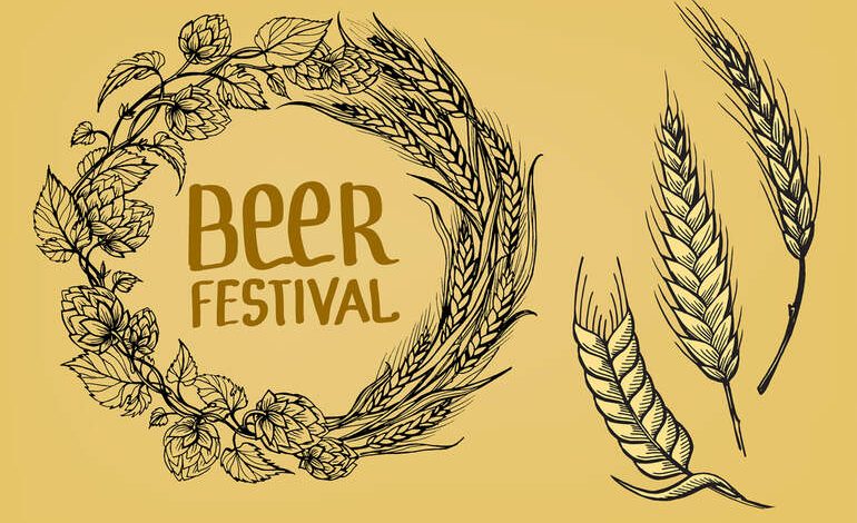 Hops and barley wreath with “Beer Festival” text, representing the rise of craft beer festivals and San Diego’s top events.