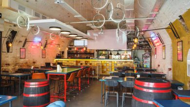 Inside of a modern taproom.