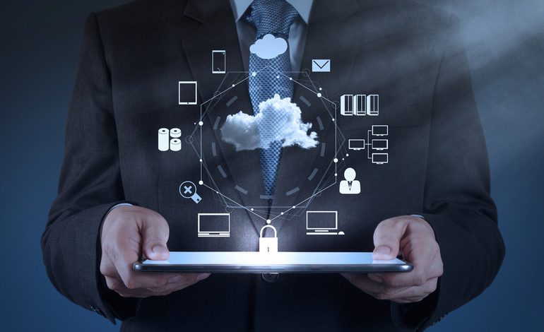 An illustration of a digital network on a tablet.