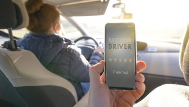 A smartphone displaying a ridesharing app and a rideshare driver