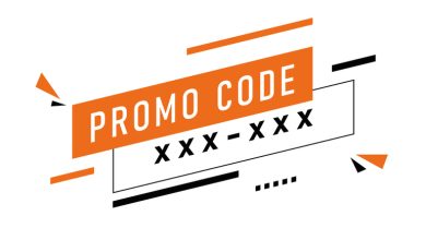 Promo code graphic with bold text for a special online offer.