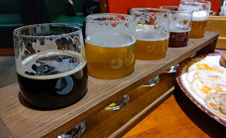 A set of beer glasses for a beer tasting activity