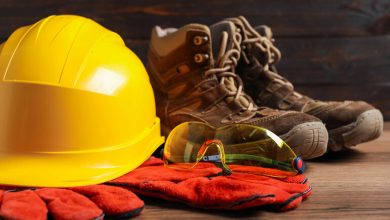 A set of personal safety equipment for construction workers