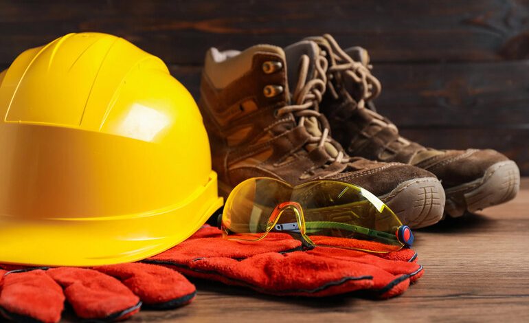 A set of personal safety equipment for construction workers