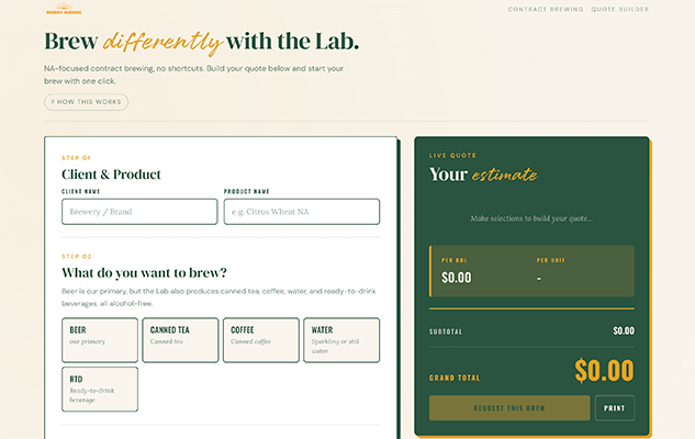 Monday Morning Lab contract-brewing form, page 2